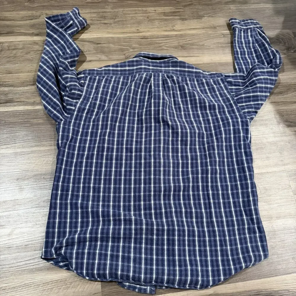 VTG Polo Ralph Lauren Blake Flannel Shirt Mens large Blue Plaid Outdoor Camp